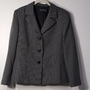Evan Picone Black White Polkadot Blazer Size XL